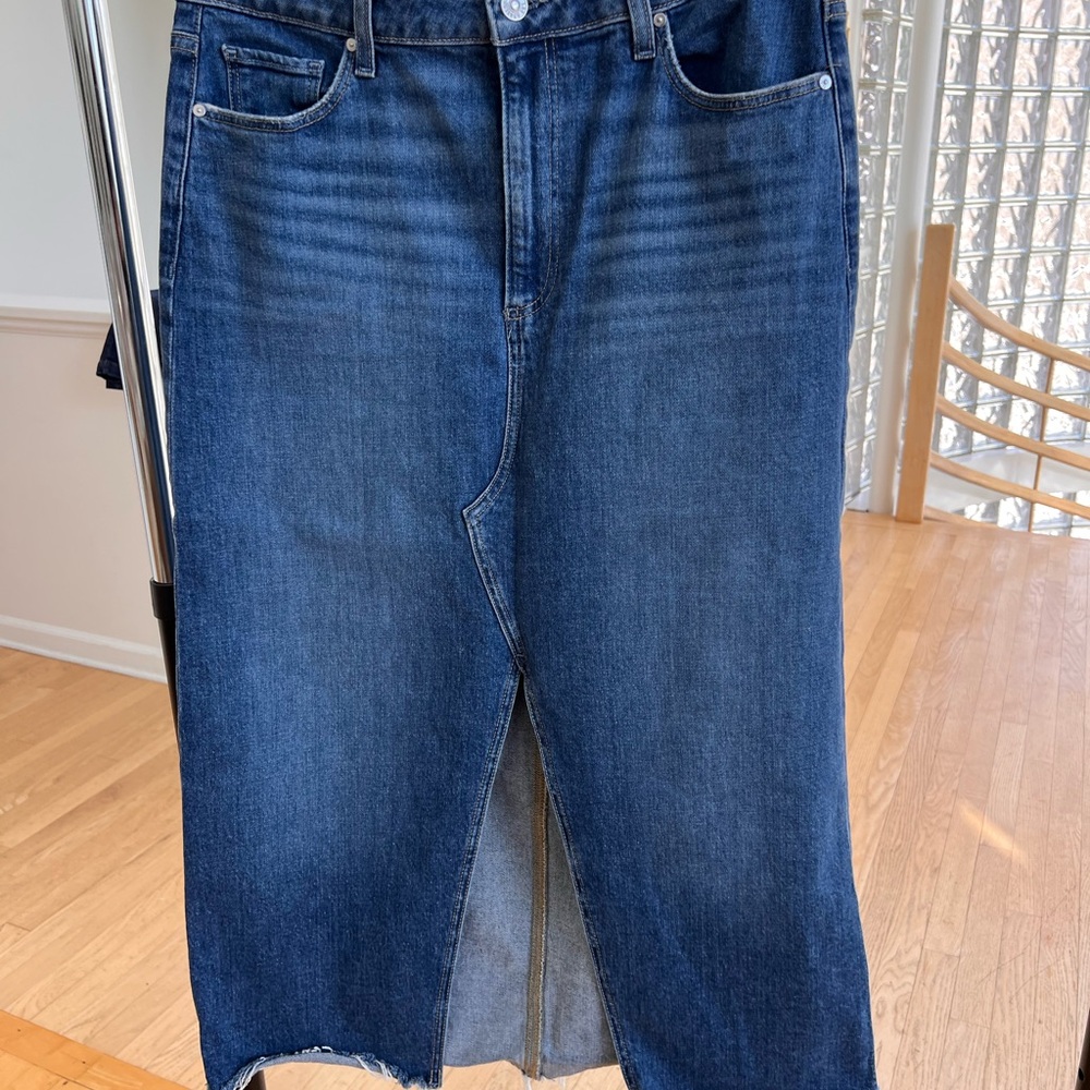 Paige Denim Meadow Raw Hemmed Midi Skirt - Picture 2 of 8